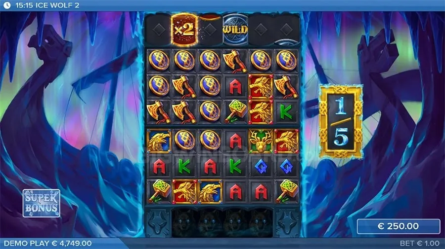 Colorful slot machine with a 'scatter' symbol